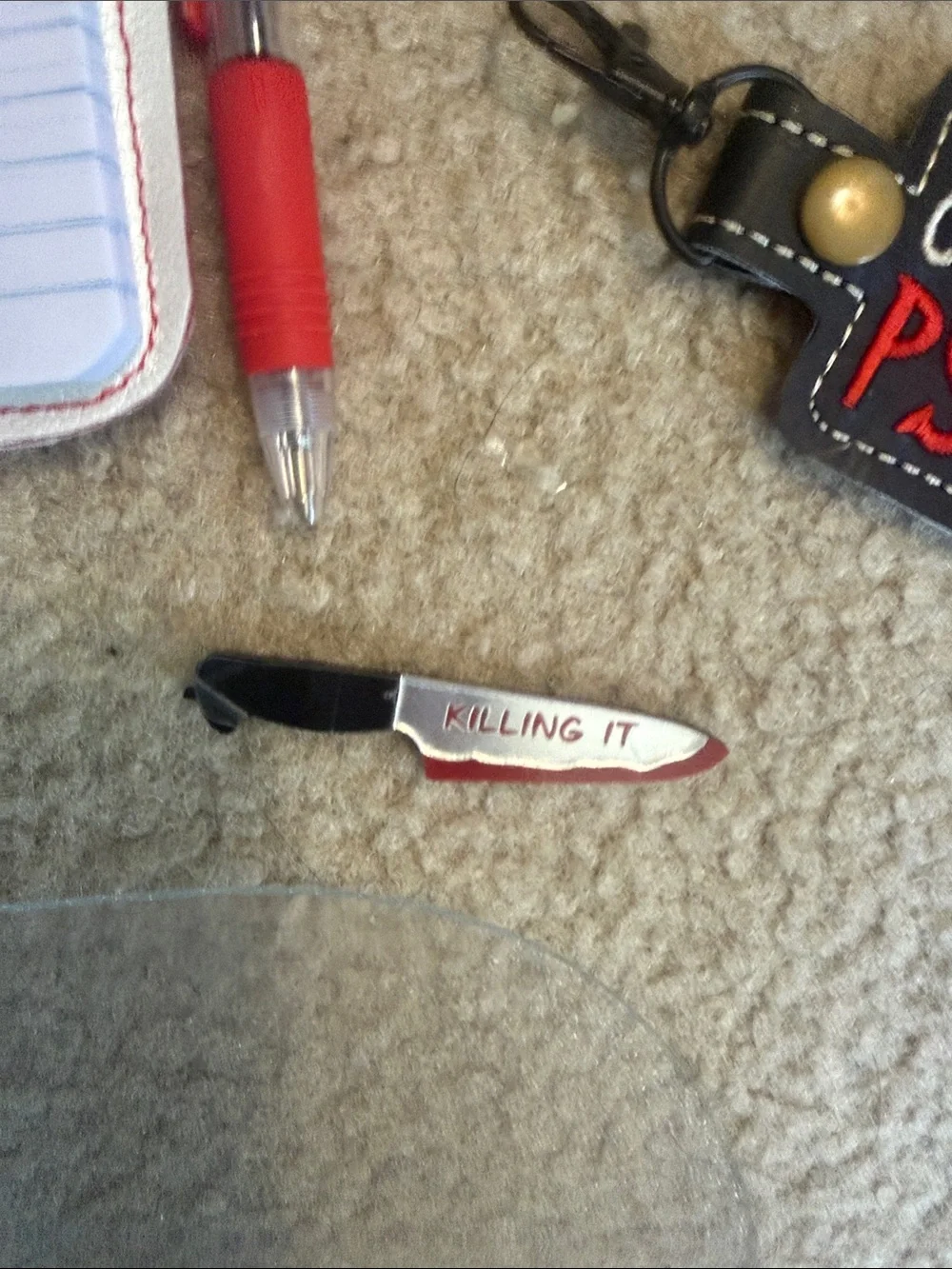 New true crime inspired notebook cover reusable with pen and key chain bag tag